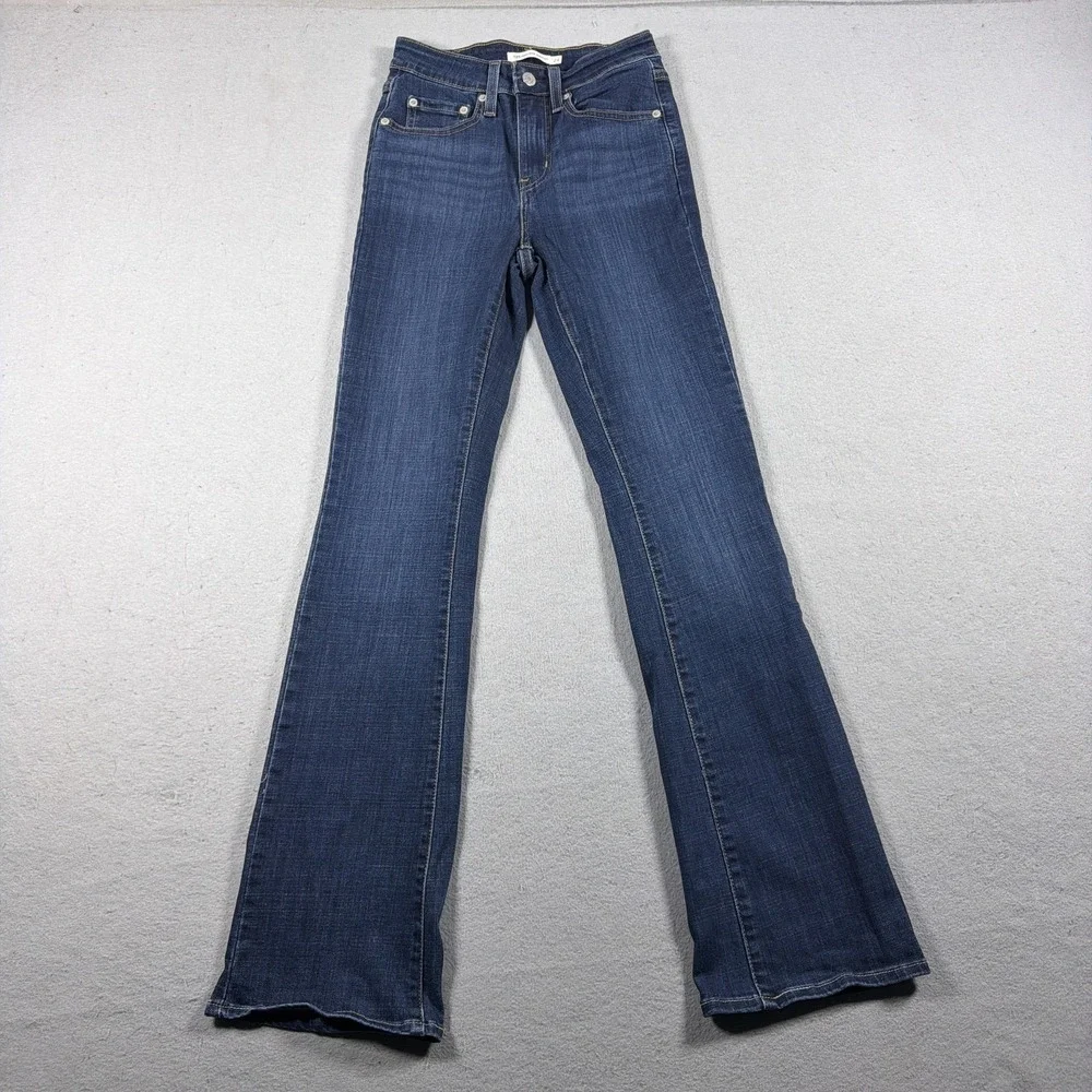 Levis 725 High Rise Bootcut Jeans Womens 24 Medium Wash Blue Stretch Denim Pants